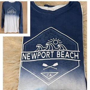 ‘Newport Beach’ Blue/ White Ombré Dyed Extra Long Tee Top